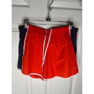 Nike Women's Dri-Fit Athletic Running Shorts Reddish-Orange/Blue/White ~ Size M